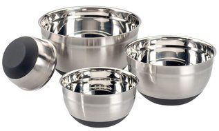 Winco Stainless Steel Mixing Bowls with Non-Slip Silicone Base, 1-1/2, 3, 5 and 8-Quart, Set of 4