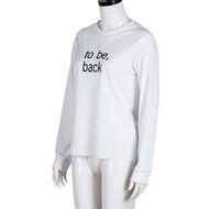 AIMTOPPY Women Letters Printed Round Neck Long Sleeve Cotton Shirt Casual Blouse (S, white) N2