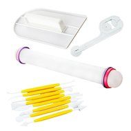 Fu Store 4 Sets (11pcs) Yellow Cake Decration Tool Set Sugarcraft Icing Cake Smoother Fondant Cutter Embosser...