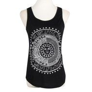 AIMTOPPY New Sexy Women Sun Printed Blouse Sleeveless Vest Tee Shirt Blouse Casual Tank Tops (XL, Black) N6
