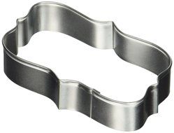 R &amp; M Rectangle Plaque Tinplated Cookie Cutter 4.25-Inch, Silver