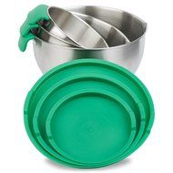 BrightSpring Mixing Bowls - 3-piece Stainless Steel Set - Rubber Bottom, Measurements, Handle &amp; Spout - Recipe... N12