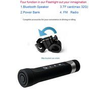 BPULS Waterproof Portable Bluetooth Speaker Rechargeable LED Flashlight Torch MP3 Player FM Radio with Bicycle... N4