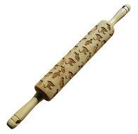 Cat Rolling Pin - Engraved Wood with Cat Design 10 inch Embossed Hardwood Cylinder