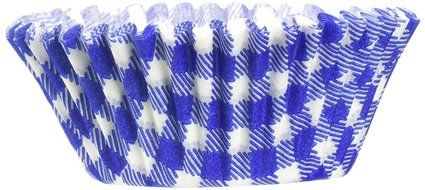 Jubilee Sweet Arts 50 Count Gingham Cupcake Baking Liners, Standard Size, Blue