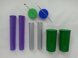 10 Pc Set- 2 each Pop Top Doob Tube, King Jay Tube, 13 Dram Pop top Container, 5ml Silicone Jar + SS Tool