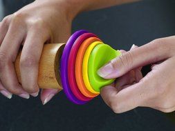 Joseph Joseph 20085 Adjustable Rolling Pin Removable Rings Beech Wood Classic for Baking Dough Pizza Pie Cookies... N3