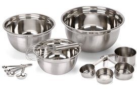 Estilo 12 Piece Stainless Steel Mixing Bowls, Includes Measuring Cups, Measuring Spoons And Barrel Whisk