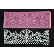 FOUR-C Lace Silicone Mat Border Decorating for Cake Color Pink
