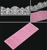 FOUR-C Lace Silicone Mat Border Decorating for Cake Color Pink N2