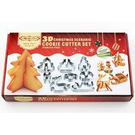 [Modern Design]3D Christmas Scenario Cookie Cutter Set 8-Piece Stainless Steel N8