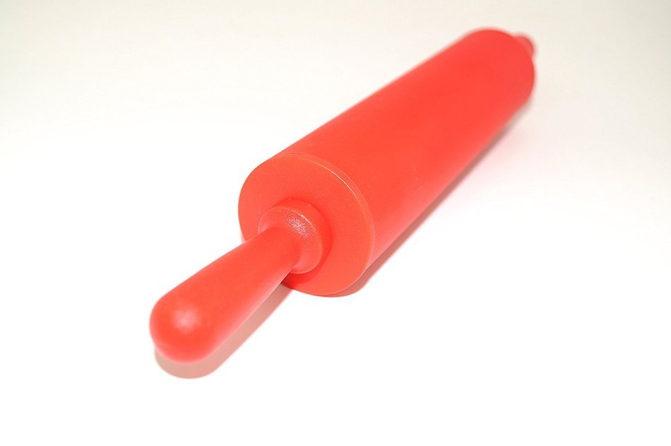 Remeel Silicone Rolling Pin Non-stick Surface PP Plastic Handle (Adult, Red) N3