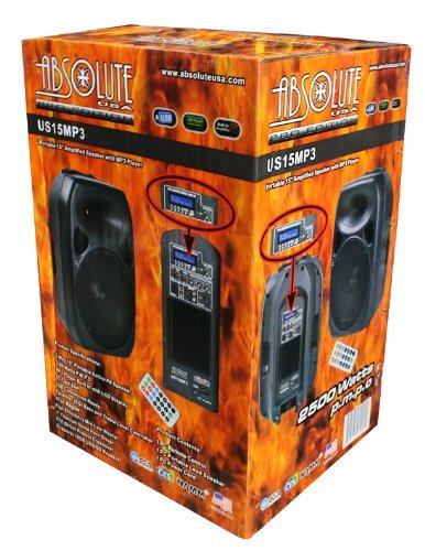Absolute USA PRO US15MP3 Portable 15-Inch Amplified Speaker with MP3/SD/USB Player Built-In LCD Display and Remote... N3