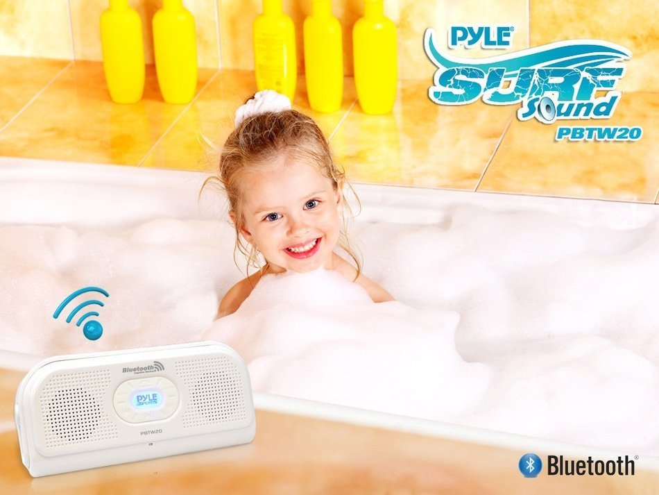 PYLE PBTW20BK Surf Sound 2-In-1 Waterproof Wireless Bluetooth Stereo Speaker & Microphone for Call Answering,... N3
