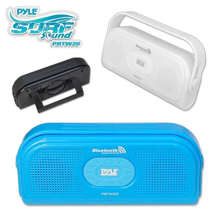 PYLE PBTW20BK Surf Sound 2-In-1 Waterproof Wireless Bluetooth Stereo Speaker & Microphone for Call Answering,... N4