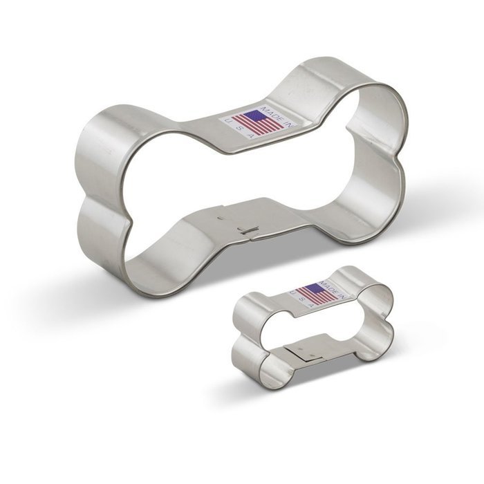 Ann Clark Dog Bone Cookie Cutter Set - 2 Piece - 2" & 3 3/4" - Tin Plated Steel
