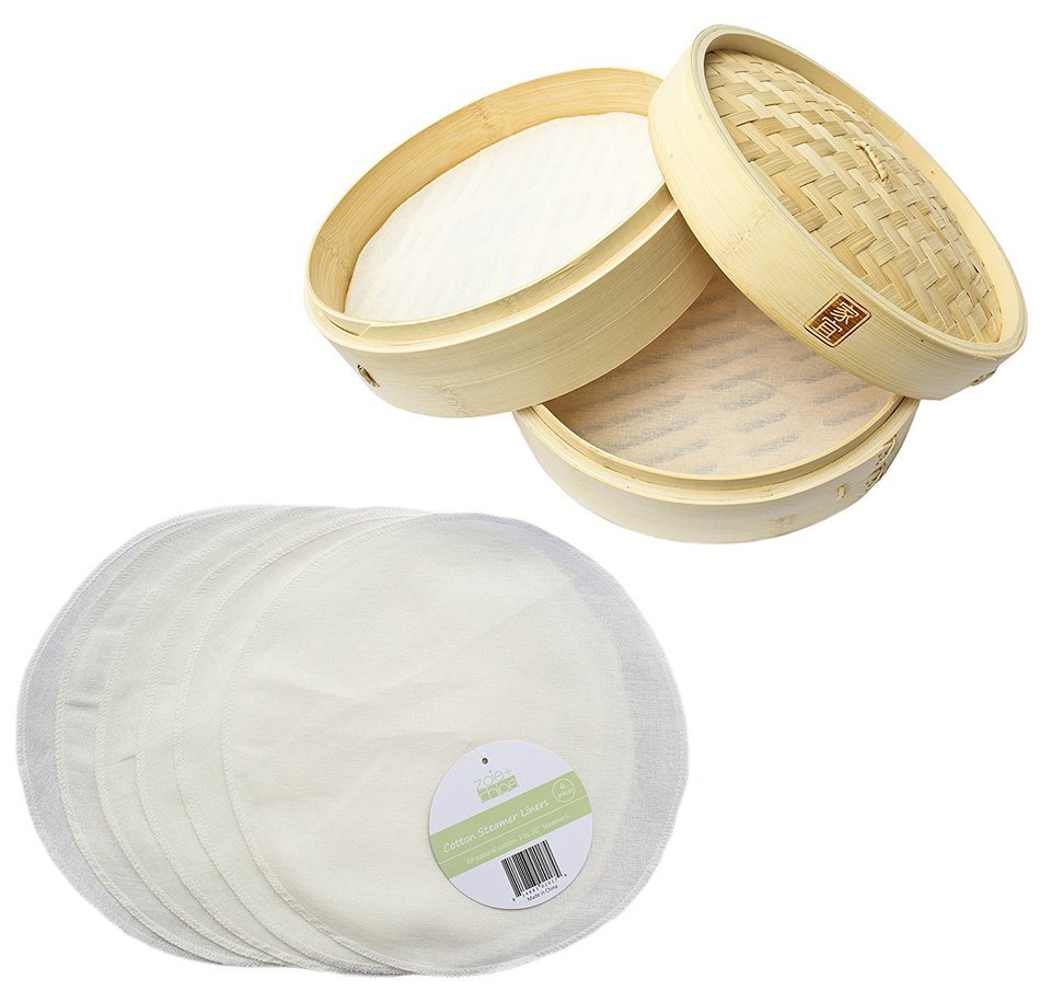 Zoie + Chloe 100% Cotton Reusable Liners for Bamboo Steamers - 6 Pack N7