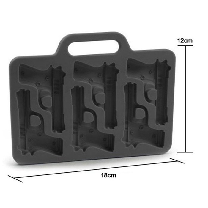Funbase Silicone Pistol Gun Shape Ice Tray Freeze Mold With Handle