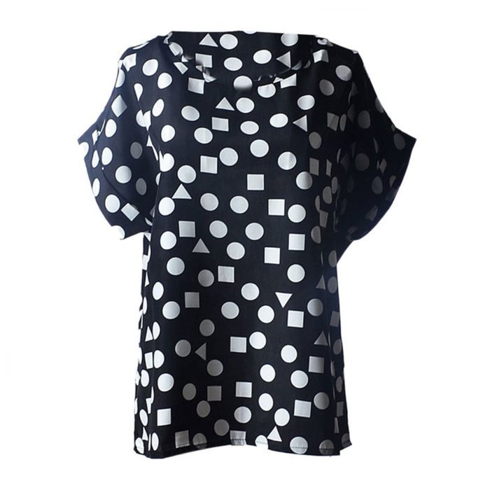 AIMTOPPY Fashion Women Flower Printed Casual Blouses Tropical Chiffon short sleeves Tops (S, B)
