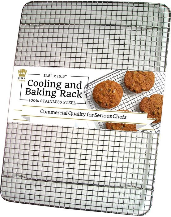 Ultra Cuisine 100% Stainless Steel Wire Cooling Rack for Baking fits Half Sheet Pans Cool Cookies, Cakes, Breads...