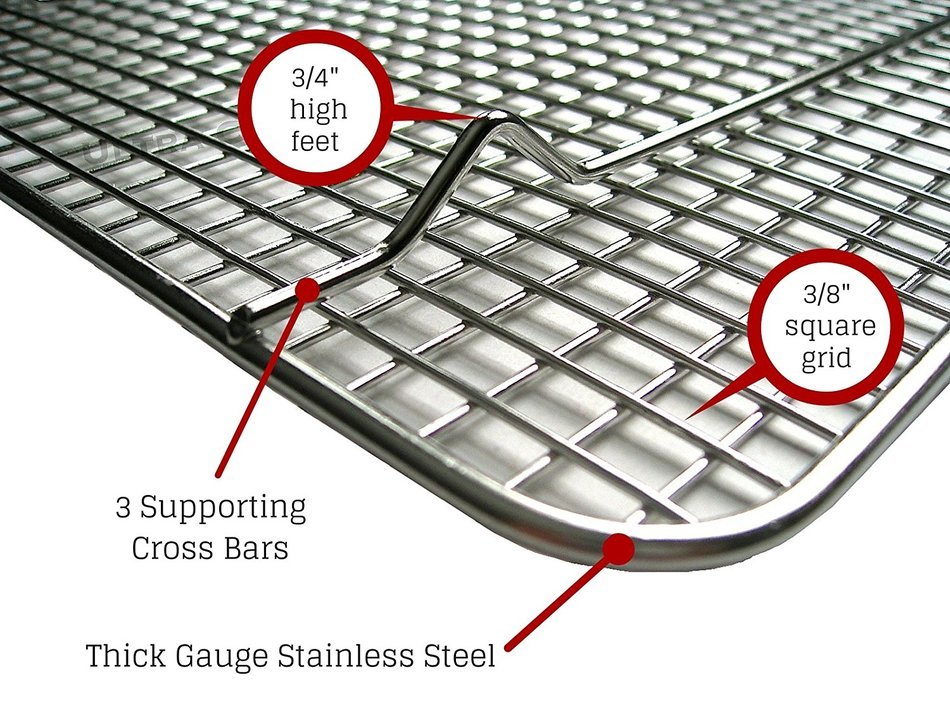 Ultra Cuisine 100% Stainless Steel Wire Cooling Rack for Baking fits Half Sheet Pans Cool Cookies, Cakes, Breads... N6