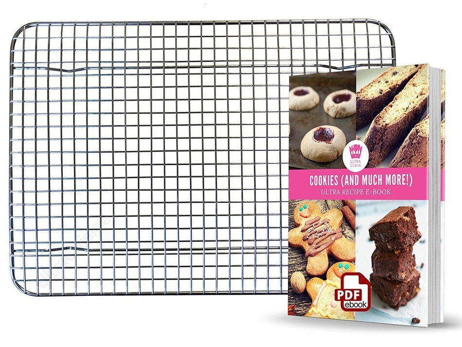 Ultra Cuisine 100% Stainless Steel Wire Cooling Rack for Baking fits Half Sheet Pans Cool Cookies, Cakes, Breads... N15