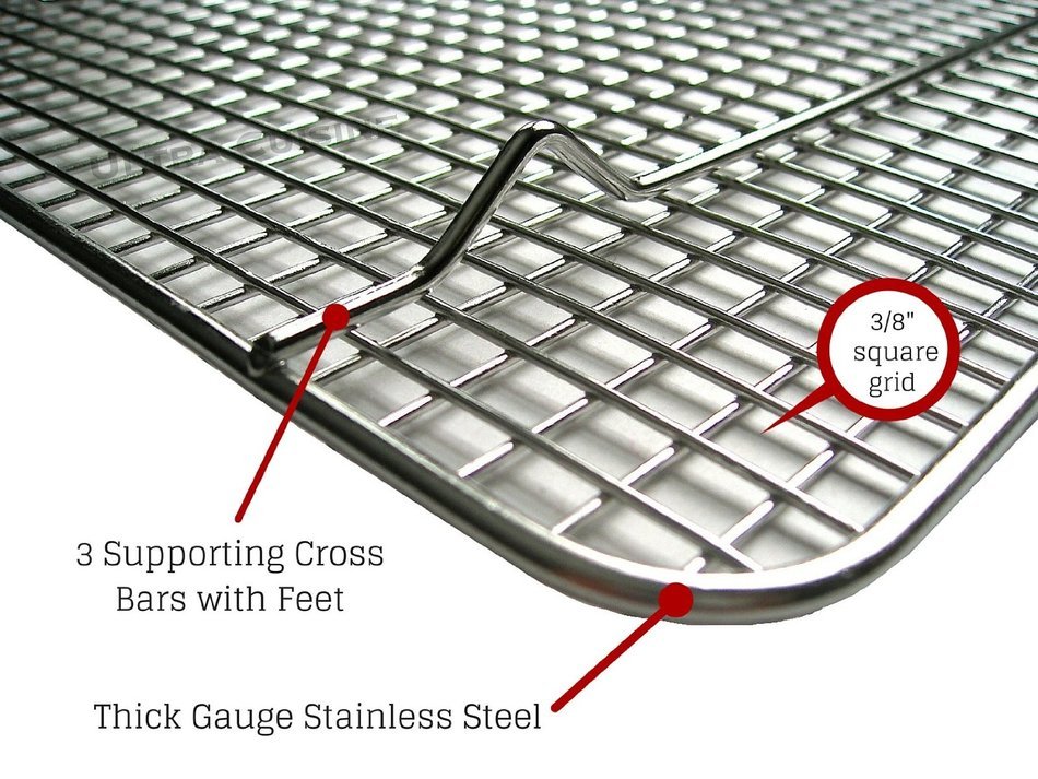 Ultra Cuisine 100% Stainless Steel Wire Cooling Rack for Baking fits Half Sheet Pans Cool Cookies, Cakes, Breads... N19