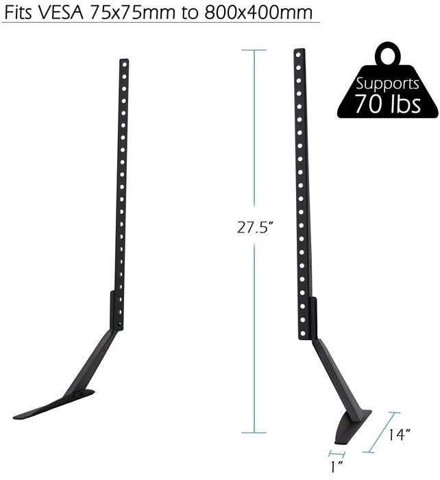 VIVO Universal LCD Flat Screen TV Table Top Stand / Base Mount fits 27" to 55" T.V. (STAND-TV00T) N2