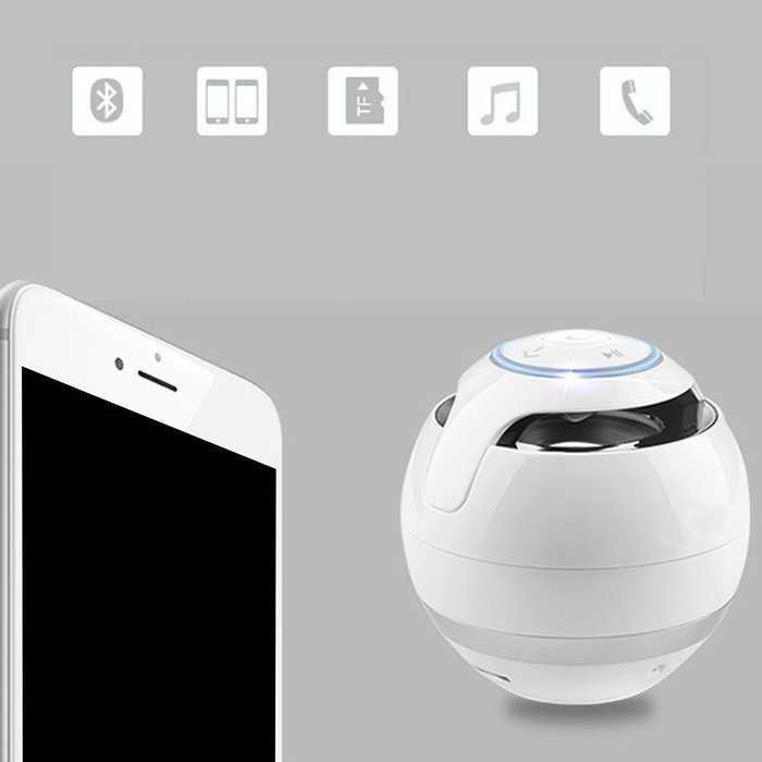 Balls lED Light Wireless Bluetooth Speaker Hands-free Call TF USB FM AUX White N3