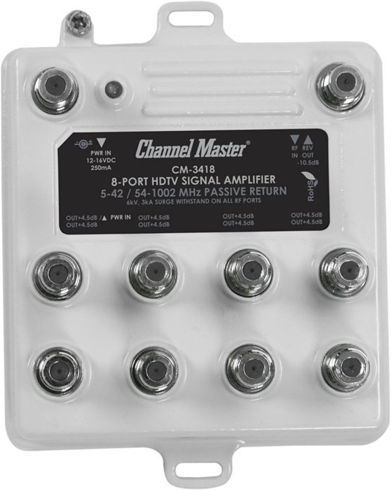 Channel Master CM3414 4-Port Distribution Amplifier for Cable and Antenna Signal N8
