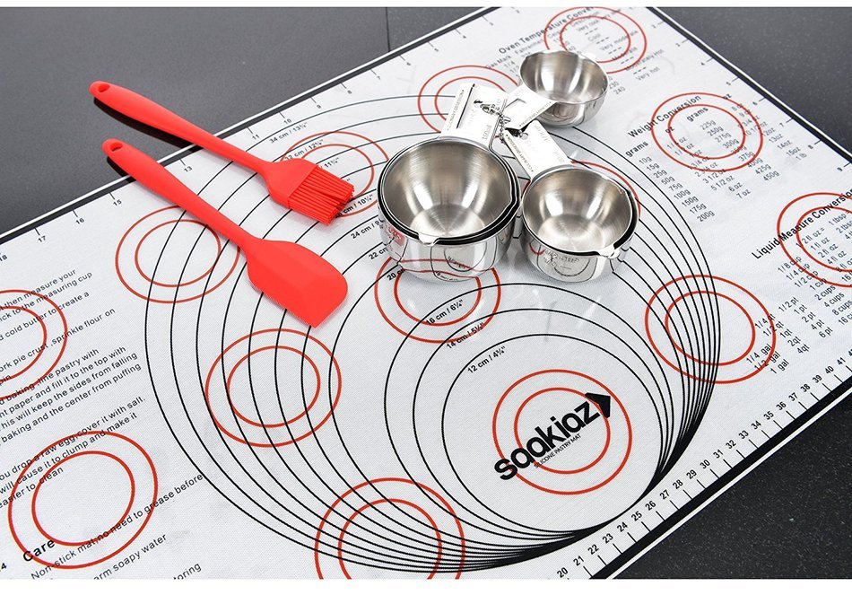 Saakiaz Silicone Baking Mat With Measurements + Bonus Silicone Baking Brush & Spatula| Non-Stick FDA-Approved... N2