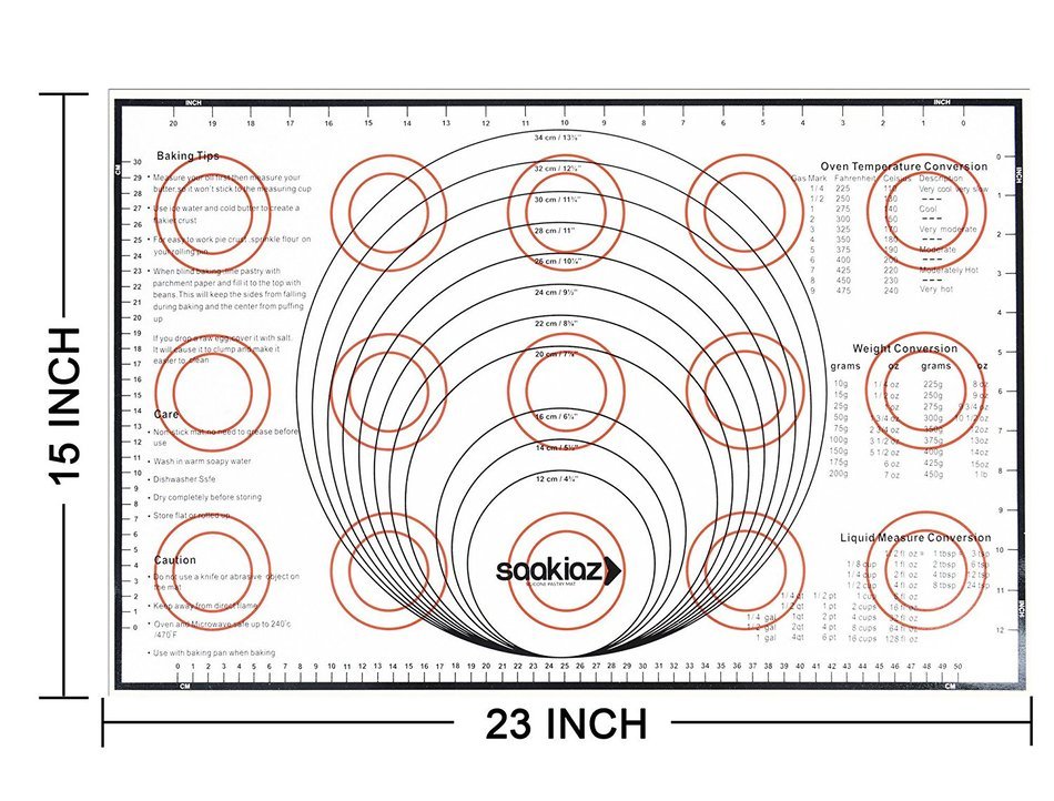 Saakiaz Silicone Baking Mat With Measurements + Bonus Silicone Baking Brush & Spatula| Non-Stick FDA-Approved... N3