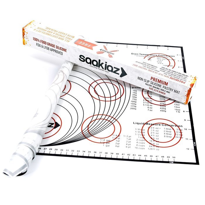 Saakiaz Silicone Baking Mat With Measurements + Bonus Silicone Baking Brush & Spatula| Non-Stick FDA-Approved... N4