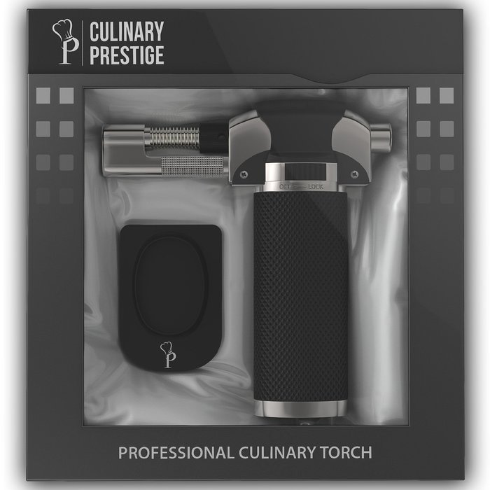 Culinary Butane Torch &ndash; Professional Quality for Home Chefs &ndash; Create a Flawless Cr&egrave;me Brulee - Guaranteed Precision... N8