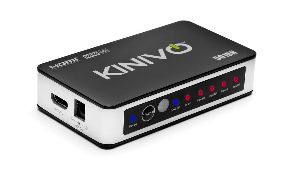 Kinivo 501BN Premium 5 port High speed HDMI switch with IR wireless remote and AC Power adapter - supports 3D,...