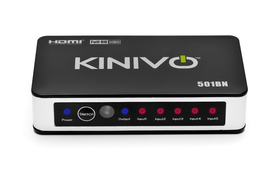 Kinivo 501BN Premium 5 port High speed HDMI switch with IR wireless remote and AC Power adapter - supports 3D,... N6