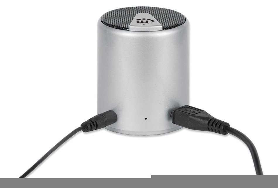 Manhattan 161428 Lyric Mini Speaker System with Bluetooth 3.0 and EDR - Silver and Black N4