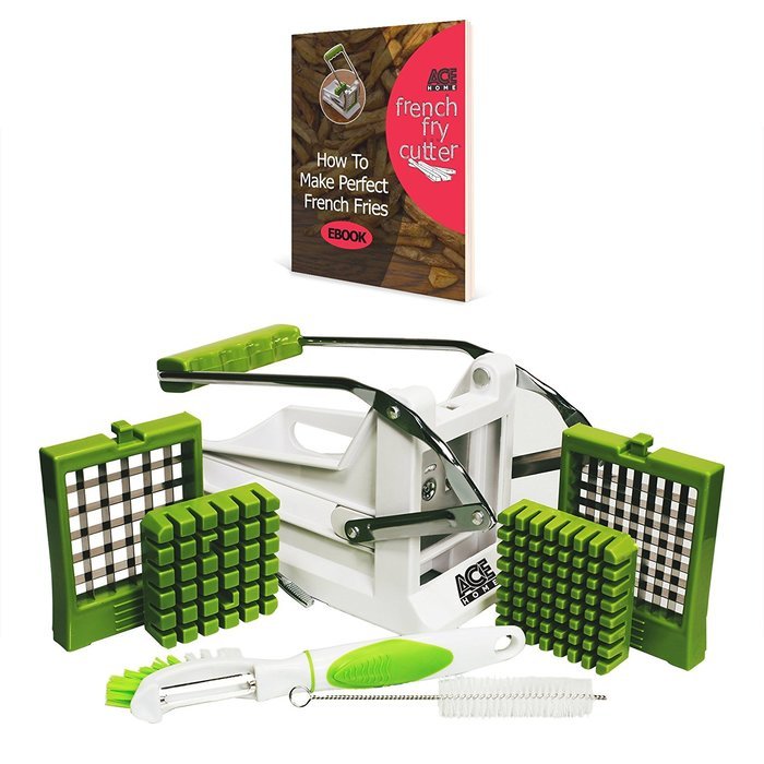 Ace Premium French Fry Cutter Fry Potato Press and Vegetable Slicer with 2 Interchangeable Stainless Steel Grid...