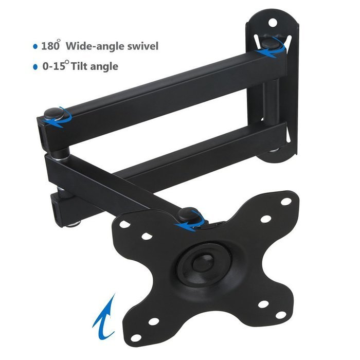 WALI Articulating TV LCD Monitor Wall Mount Full Motion 14" Extension Arm Tilt Swivel for Most 13" 15" 17" 19"... N4