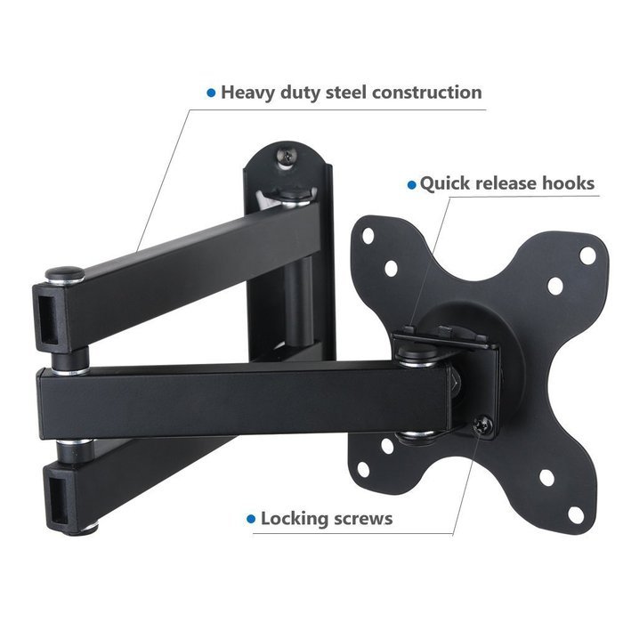 WALI Articulating TV LCD Monitor Wall Mount Full Motion 14" Extension Arm Tilt Swivel for Most 13" 15" 17" 19"... N5