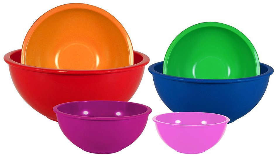 Gourmet Home Products 6 Piece Nested Polypropylene Mixing Bowl Set, Pink Berry N3