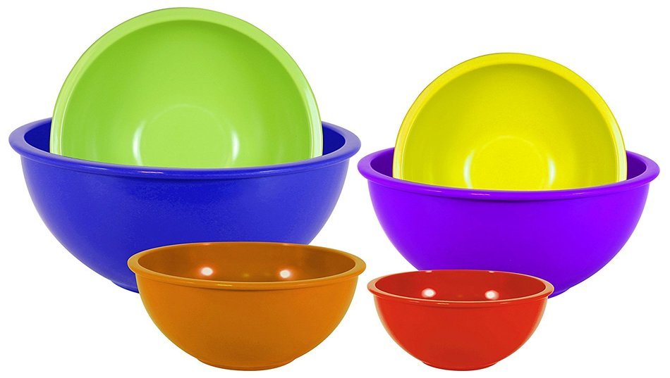Gourmet Home Products 6 Piece Nested Polypropylene Mixing Bowl Set, Pink Berry N7