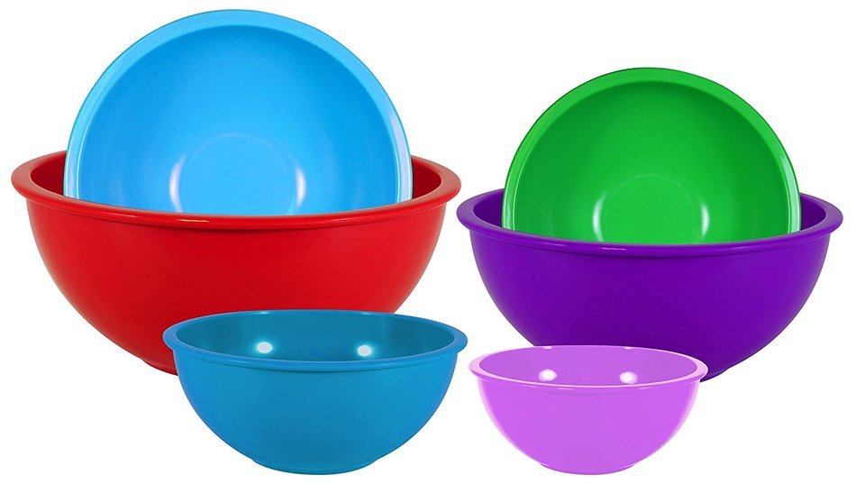 Gourmet Home Products 6 Piece Nested Polypropylene Mixing Bowl Set, Pink Berry N8