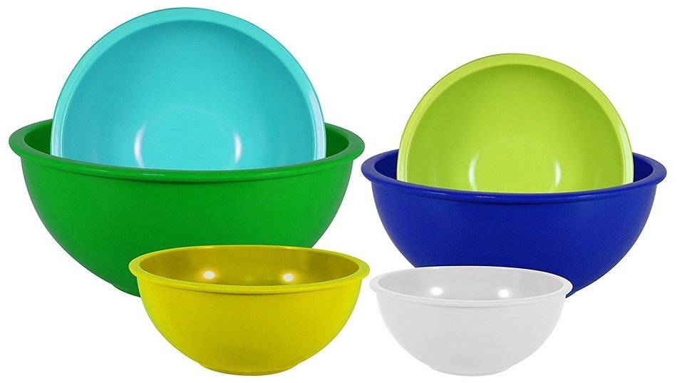 Gourmet Home Products 6 Piece Nested Polypropylene Mixing Bowl Set, Pink Berry N9