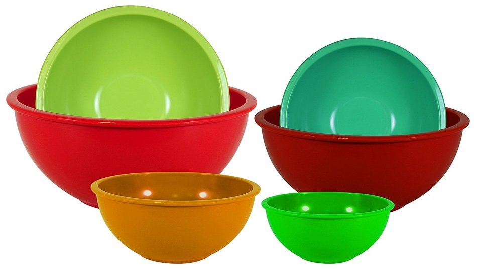 Gourmet Home Products 6 Piece Nested Polypropylene Mixing Bowl Set, Pink Berry N10