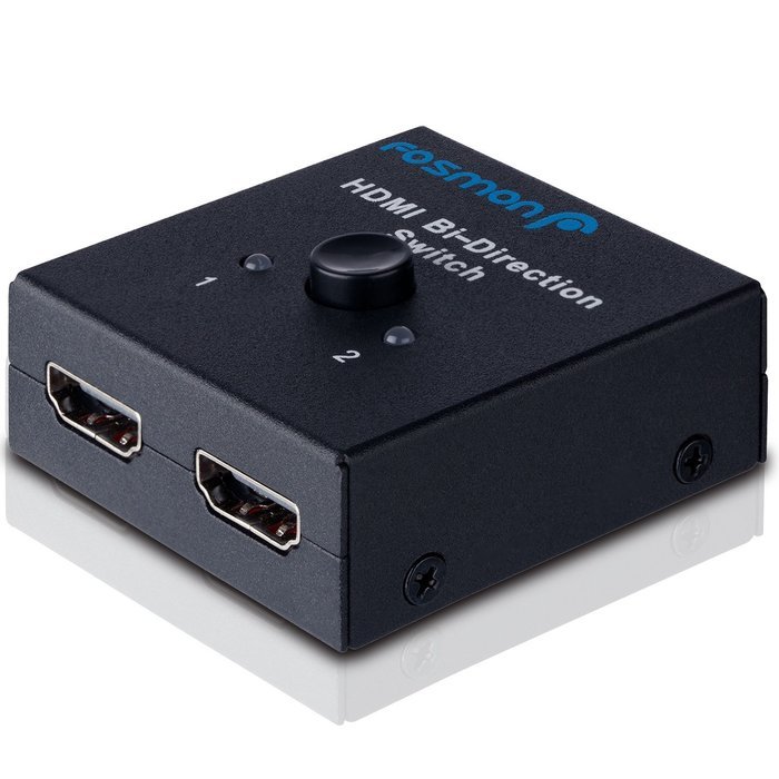 Fosmon HD8024 2x1 or 1x2 Ultra HD 4K HDMI Bi-Directional Switcher with HDCP Passthrough, Supports 3D and 1080P