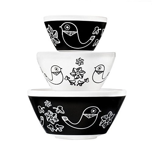 Pyrex Vintage Charm Birds of a Feather 3 Piece Mixing Bowl Set, inspired by Pyrex