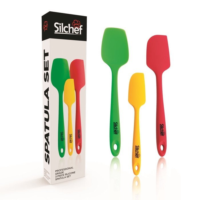 Silicone Spatula Set - 3 pack - Heat-Resistant, Non-Stick Flexible Rubber Spatulas with One Piece Solid Stainless...