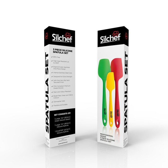 Silicone Spatula Set - 3 pack - Heat-Resistant, Non-Stick Flexible Rubber Spatulas with One Piece Solid Stainless... N7