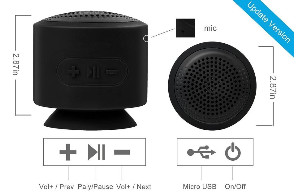Speakers,Blueshadow Bluetooth Mini Speakers with Powerful Sound Waterproof and Bottom Sucker Designed Portable... N2